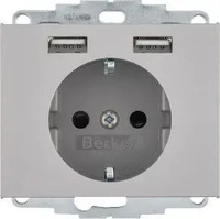 Berker 48037004, Berker 48037004 Steckdose SCHUKO/USB A-A K.5 Edelstahl matt...