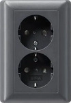 Gira 078328, Gira 078328 Schuko 2-fach Shutter + Vollplatte System 55 Anthrazit