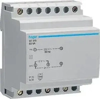 Hager ST315, Hager ST315 Sicherheitstrafo 230V/12+24V 63VA 6PLE