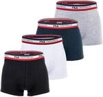 FILA Herren Boxer Shorts, 4er Pack - Logobund, Cotton Stretch, einfarbig