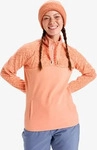 Roxy ERJFT04831, ROXY Damen Sweatshirt SAYNA HALF ZIP PEACH PINK ROXYGRAM TONAL