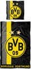BVB-Bettwäsche mit Streifenmuster (135 x 200 cm), Grau/Gelb/Schwarz, Onesize