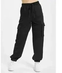 stylische URBAN CLASSICS Damen Jeans Kordelzug Rei&szlig;verschluss 188 g/m2 Schwarz - XS