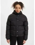 stylische Urban Classics Damen Jacke Rei&szlig;verschluss Kapuze 78 g/m2 Schwarz - L