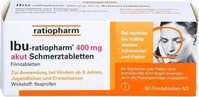 PZN-DE 10019621, Ibu-Ratiopharm 400 mg akut Schmerztbl.Filmtabl. 50 St Filmtabletten,
