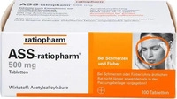 PZN-DE 03416422, ASS-ratiopharm 500 mg Tabletten 100 St, Grundpreis: &euro; 0,06 /