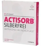 Actisorb Silberfrei 10,5x10,5 cm Aktivkohle 10 St Kompressen