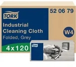 Tork Gefaltete Industrie Reinigungst&uuml;cher Grau W4, flexibel und weich, 4 &times; 120 T...