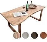 SIT Tops & Tables &raquo;Slim&laquo; Esstisch Massivholz Akazie Baumkante 200x100 cm / Eisen