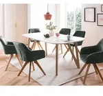 SalesFever &raquo;Aino-Mercur&laquo; Esszimmergruppe 5-teilig dunkelgr&uuml;n/wei&szlig; Esstisch 180x90