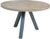 SIT Mangoholz Tisch - Rund 120x120x76 cm / natur / Metall antiksilber