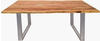 SIT Baumkante Massivholz Esstisch 26mm / 140x80 cm / natur / Metall silbergrau