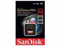 Sandisk SDXC-Card 64GB, Extreme PRO, U3, UHS-I, 4K UHD (R) 170MB/s, (W) 90MB/s,