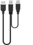 Goobay USB 2.0 Hi-Speed Dual-Power Kabel, schwarz - USB 2.0-Stecker (Typ A) + USB