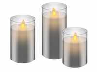 Goobay 3er-Set LED-Echtwachs-Kerzen im Glas - Wunderschöne und sichere Lichtlösung