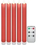 Goobay 5er-Set rote LED-Echtwachs-Stabkerzen, inkl. Fernbedienung -...