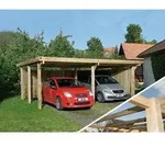 Weka Doppelcarport 618, ohne Dacheindeckung, Natur