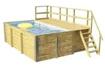 Weka Massivholzpool 595 Gr. 1, ca. B490/H201/T315 cm, Folie Blau/Mosaic, Natur,