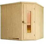 Weka Ecksauna Varberg mit Holzt&uuml;r, ca. B194/H199/T194 cm, Natur