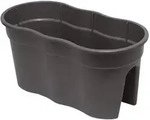 KHW Kunststoff-Gel&auml;ndertopf Flowerclip, ca. B57,5/H27/T27,7 cm, 2er-Set, Dunkelgrau