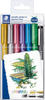 STAEDTLER Dekorative Marker, 6 verschiedene Metallicfarben + 1 schwarzer Marker, 1-2