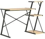VidaXL Bureau avec &eacute;tag&egrave;re Noir et ch&ecirc;ne 116x50x93 cm