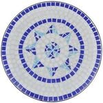 VidaXL Gartenst&uuml;hle Table d'appoint d'ext&eacute;rieur Mosa&iuml;que Bleu et Blanc 60 cm
