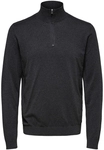 Selected Kapuzensweaters Berg Half Zip Cardigan Antraciet