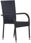 VidaXL Gartenst&uuml;hle Chaises d'ext&eacute;rieur Lot de 2 R&eacute;sine tress&eacute;e Noir