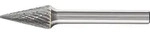 Hartmetall-Fr&auml;sstift mit 6-mm-Schaft, Spitzkegelform SKM, Zahnung 3 PLUS Form:...
