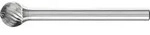 Hartmetall-Kleinfr&auml;sstift mit 3-mm-Schaft, Kugelform KUD, Zahnung 5 Form: KUD