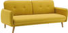 SalesFever 3-Sitzer Sofa Strukturstoff fein Gelb Stoff, Hevea Holz Gelb, Natur