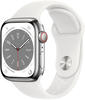 Apple MNJ53FD/A, Apple Watch Series 8 GPS + Cellular 41mm Edelstahl mit Sportarmband