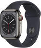 Apple MNJJ3FD/A, Apple Watch Series 8 GPS + Cellular 41mm Edelstahl mit Sportarmband