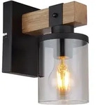 Wandlampe Wandleuchte Wohnzimmerlampe Flurleuchte rauchfarben Holz, Metall...