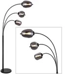 Stehleuchte Rauchglas Retro Bogenstehleuchte Wohnzimmer Stehlampe schwarz Metall