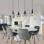 H&auml;ngelampe 4 flammig Esstischleuchte Rauchglas Wohnzimmerlampe Pendellampe...