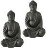 2er Set Buddha Kunstharz Figuren Wohn Zimmer Asia Deko Garten Außen Feng Shui Statue
