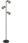 Stehleuchte Standlampe Wohnzimmerleuchte Metall Schwarz Chrom Glas H 154 cm