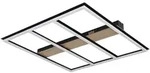 Deckenleuchte Wohnzimmerlampe LED Deckenlampe Metall Schwarz Holzoptik 60x60 cm