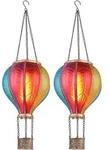 Solarlampe H&auml;ngeleuchte Au&szlig;enlampe Hei&szlig;luftballon bunt Feuereffekt Gartendeko