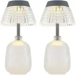Solarlampe Tischleuchte Au&szlig;enlampe klar Akku Glas LED Gartenlampe Balkonlampe,