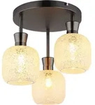 Deckenleuchte Deckenlampe Wohnzimmerlampe Metall schwarz-chrom matt Glas D 33 cm