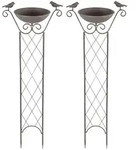 2x Pflanzschale Blumentopf Garten Rankhilfe Vogelskulptur braun Metall H 82cm
