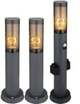 3x LED Stehlampe Stehleuchte Au&szlig;en Sockel Garten Bewegungsmelder H 60 cm