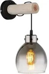 LED Wandleuchte Wandlampe Wohnzimmerlampe Rauchglas Schwarz Metall H 33 cm