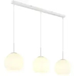 LED Pendelleuchte H&auml;ngeleuchte H&ouml;henverstellbar Wei&szlig; Metall Glaskugel 3...