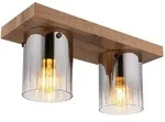 LED Deckenleuchte Deckenlampe Wohnzimmerlampe Holzoptik Rauchfarben Glas L 41 cm