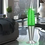 Lavalampe Tischlampe Schlafzimmer Glitzereffekt Silber Aluminium H 42,5 cm