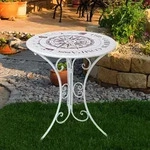 Kleiner Gartentisch Eisen Beistelltisch Balkontisch klein rund, wei&szlig;, Kompass